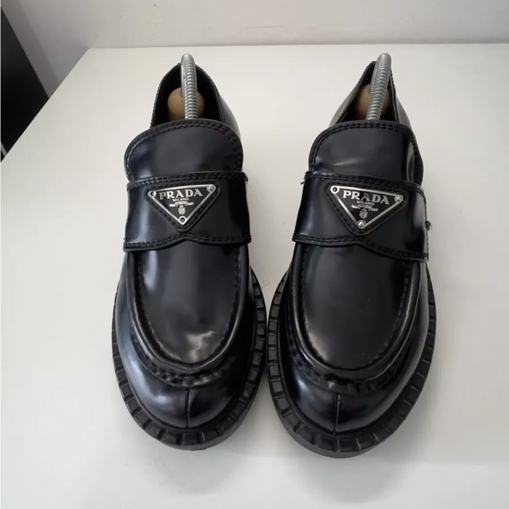 Prada brushed chocolate loafers